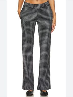 Free People Jana Flare Trousers Gray and Black Houndstooth Pattern Size 0 NWT